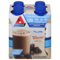 Atkins Protein Shake, Dark Chocolate Royale - 4 Each 