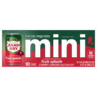 Canada Dry Cherry Ginger Ale, Caffeine Free, Fruit Splash, Mini - 10 Each 