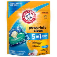 Arm & Hammer Laundry Detergent, Concentrated, 5 in 1, Clean Burst, Power Paks - 42 Each 