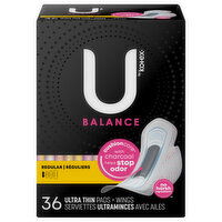 U by Kotex Pads + Wings, Ultra Thin, Regular - 36 Each 