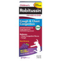 Robitussin Cough & Chest Congestion, Non-Drowsy, Children's, Grape Flavor - 4 Fluid ounce 