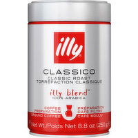 Illy Coffee, 100% Arabica, Ground, Classic Roast, Classico - 8.8 Ounce 