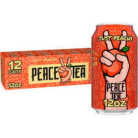Peace Tea Just Peachy, Iced Tea With Natural Peach Flavor - 12 Fluid Ounce