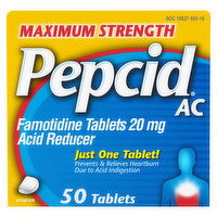 Pepcid Acid Reducer, Maximum Strength, 20 mg, Tablets - 50 Each 