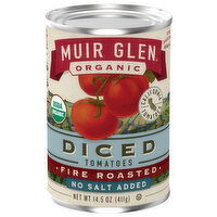 Muir Glen Organic Tomatoes, No Salt Added, Fire Roasted, Diced - 14.5 Ounce 