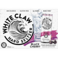 White Claw Hard Seltzer, Black Cherry, Spiked, 12 Pack - 12 Each 