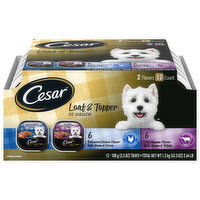 Cesar Canine Cuisine, Rotisserie Chicken Flavor/Filet mignon Flavor, Loaf & Topper in Sauce - 12 Each 