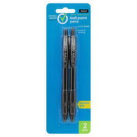 Simply Done Ball Point Pens, Retractable, Medium Point (1.0 mm), Black - 2 Each 