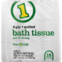 Super 1 Foods Soft & Strong 2-Ply Double Rolls Bath Tissue - 18 Each 