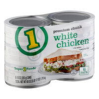 Super 1 Foods White Chicken in Water, Premium Chunk, 6 Pack - 6 Each 