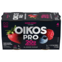 Oikos Pro Yogurt, Cultured, Ultra-Filtered Milk, Mixed Berry Flavored, 4 Pack