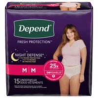 Depend Underwear, Night Defense, M - 15 Each 