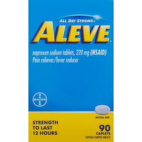 Aleve Pain Reliever/Fever Reducer, 220 mg, Caplets - 90 Each 