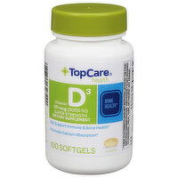 TopCare Vitamin D3, Super Strength, 50 mcg, Softgels - 100 Each 