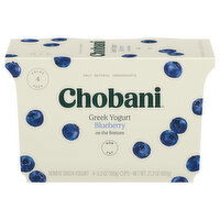 Chobani Yogurt, Greek, Nonfat, Blueberry on the Bottom, Value 4 Pack