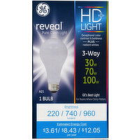 GE Light Bulb, HD+, 3-Way, 30/70/100 Watts