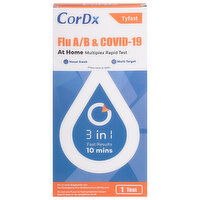 CorDx Multiplex Rapid Test, At Home, Flu A/B & COVID-19 - 1 Each 