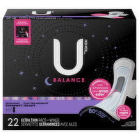 U by Kotex Pads + Wings, Ultra Thin, Extra Heavy Overnight