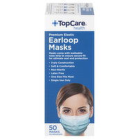 TopCare Earloop Masks, Premium Elastic, Blue - 50 Each 