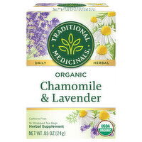 Traditional Medicinals Herbal Supplement, Organic, Chamomile with Lavender, Tea Bags - 16 Each 