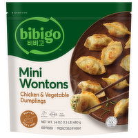 Bibigo Dumplings, Chicken & Vegetable, Wontons, Mini - 24 Ounce 