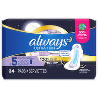 Always Pads, Flexi-Wings, Ultra Thin, Extra-Heavy Overnight, Size 5 - 24 Each 