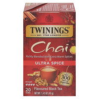 Twinings Flavoured Black Tea, Chai, Ultra Spice, Tea Bags - 20 Each 