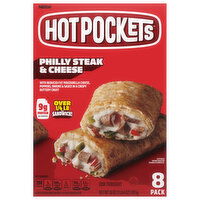 Hot Pockets Sandwiches, Crispy Buttery Crust, Philly Steak & Cheese, 8 Pack