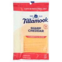 Tillamook Cheese Slices, Sharp Cheddar, Farmstyle - 9 Each 