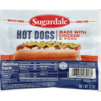 Sugardale Hot Dogs, Chicken & Pork - 12 Ounce 