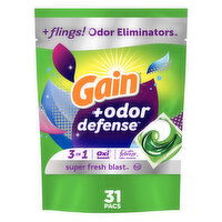 Gain Flings Laundry Detergent Pacs with Odor Defense, Super Fresh Blast - 31 Each 