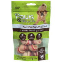 Paws Happy Life Dog Chews, Rawhide Free, Wrapped with Real Duck, Combo Bones, 6 Pack