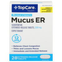 TopCare Mucus ER, Maximum Strength, 1200 mg, Extended-Release Tablets - 28 Each 