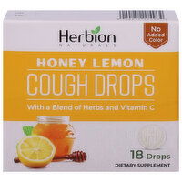 Herbion Naturals Cough Drops, Honey Lemon - 18 Each 