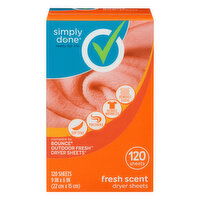 Simply Done Dryer Sheets, Fresh Scent - 120 Each 