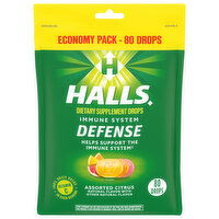 HALLS Defense Assorted Citrus Vitamin C Drops, Economy Pack, 80 Drops