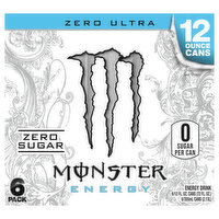 Monster Energy Drink, Zero Sugar, Zero Ultra, 6 Pack