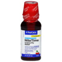 TopCare Cold & Flu Relief, Nite Time, Cherry Flavor - 8 Fluid ounce 