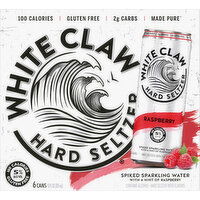 White Claw Hard Seltzer, Raspberry, Spiked, 6 Pack - 6 Each 