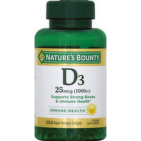 Nature's Bounty Vitamin D3, 25 mcg (1000 IU), Rapid Release Softgels - 250 Each 