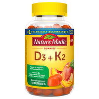 Nature Made Vitamin D3 + K2, Gummies, Peach - 50 Each 