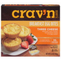 Crav'n Flavor Breakfast Egg Bites, Three Cheese, 2 Packs - 2 Each 