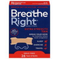 Breathe Right Tan Strips, Extra Strength, Tan - 26 Each 