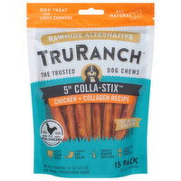 TruRanch Dog Chews, Chicken + Collagen Recipe, 5 Inch Colla-Stix, 15 Pack - 15 Each 