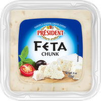 President Cheese, Feta, Chunk - 8 Ounce 