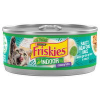 Friskies Cat Food, Saucy Seafood Bake with Garden Greens in Sauce, Meaty Bits, Indoor, Adult - 5.5 Ounce 