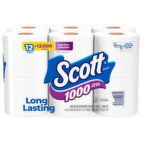 Scott Bathroom Tissue, Unscented, One-Ply - 12 Each 