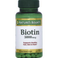 Nature's Bounty Biotin, 5000 mcg, Rapid Release Softgels - 72 Each 