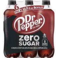 Dr Pepper Soda, Zero Sugar, 6 Pack - 6 Each 