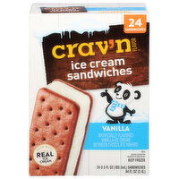 Crav'n Flavor Ice Cream Sandwiches, Vanilla - 24 Each 